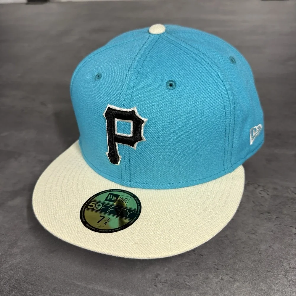 Pittsburgh Pirates Hat New Era Cap 7 3/4 Teal Blue White Cream Black 59Fifty MLB